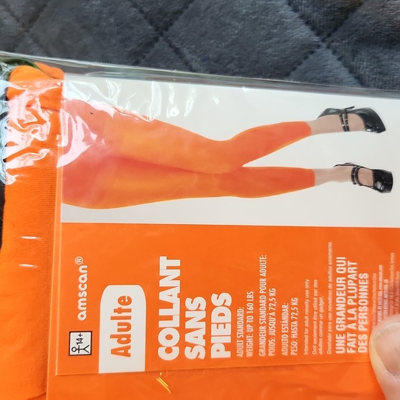 Amscan Adult footless tights ☆ Orange ☆ Brand New in pkg ☆  up to 160 lbs - Picture 7 of 8